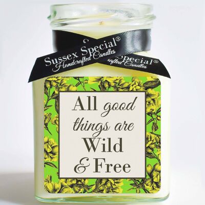"All good things are Wild & Free" Soy Candle - Sticker Only 5x5 cm