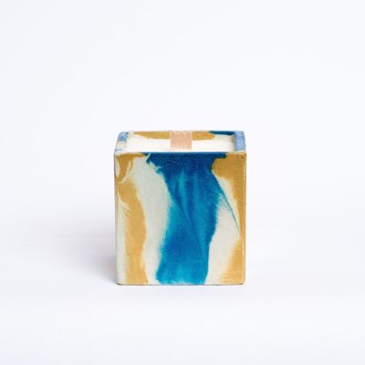 Scented Candle - Blue & Yellow Tie&Dye Concrete