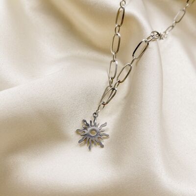 Alba Halskette ☀ Sonnenanhänger Schäkel Silber