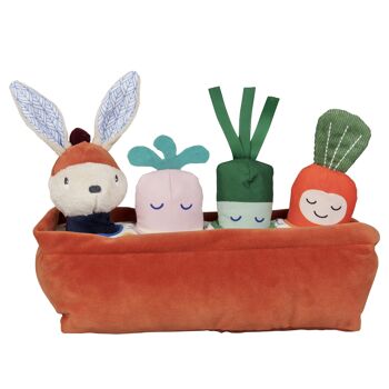 Early learning and handling toy: GABIN LAPIN's vegetable garden. 25 cm long, bell, rustling paper, Pouet ... 2