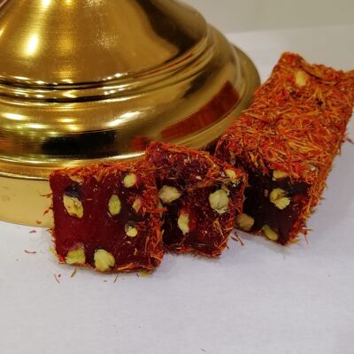 Saffron Pomegranate Square Turkish Delight - 250 Gr