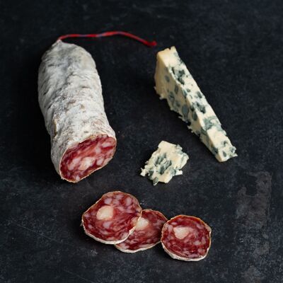 Saucisson sec with Roquefort cheese