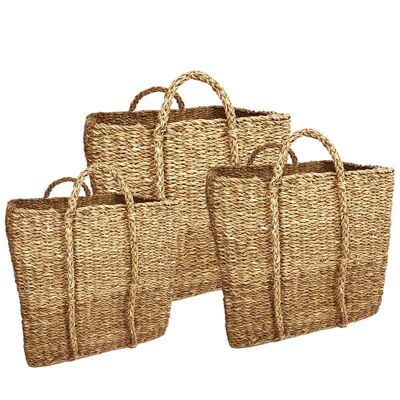 Elinor baskets set of 3 26+32+38 cm nature