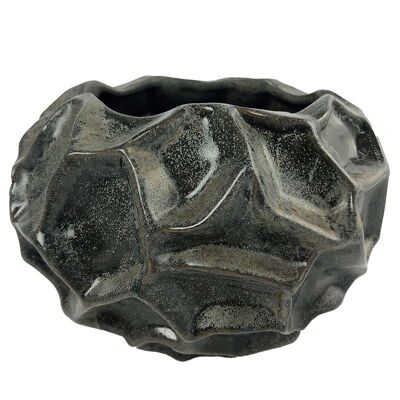 Bloom pot stoneware 18x18x11,5 cm grey