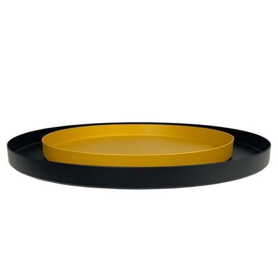 Penelope trays set of 2 ø30+40 cm h2,5 cm yellow+black