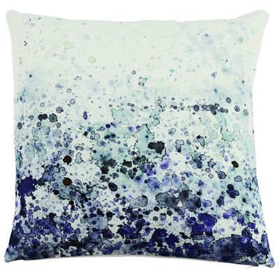 Flower cushion cott. velvet 50x50 cm blue