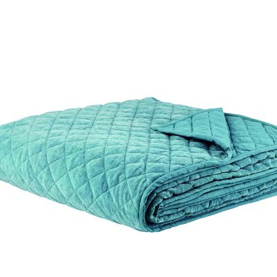 Velvet bed spread 100% cott. 240x260cm mineral blue