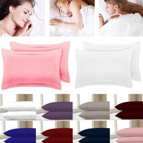 100% Brushed Cotton Pillowcase Cover Pair - Lilac