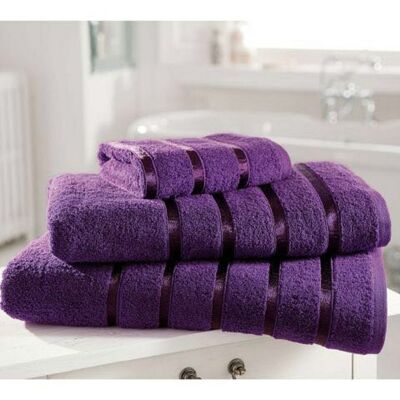 100% Egyptian Cotton Hand Face Bath Bale Towels Jumbo Sheet Satin Stripe - Aubergine-kensington 4pc face towel