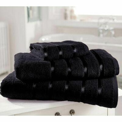 100% Egyptian Cotton Hand Face Bath Bale Towels Jumbo Sheet Satin Stripe - Black-kensington 4pc face towel