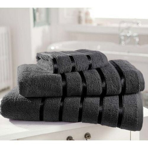 100% Egyptian Cotton Hand Face Bath Bale Towels Jumbo Sheet Satin Stripe - Dark-grey-kensington 4pc hand towel