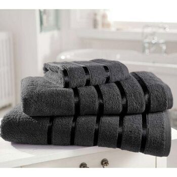 100% Coton Égyptien Hand Face Bath Bale Towels Jumbo Sheet Satin Stripe - Dark-grey-kensington 2pc drap de bain