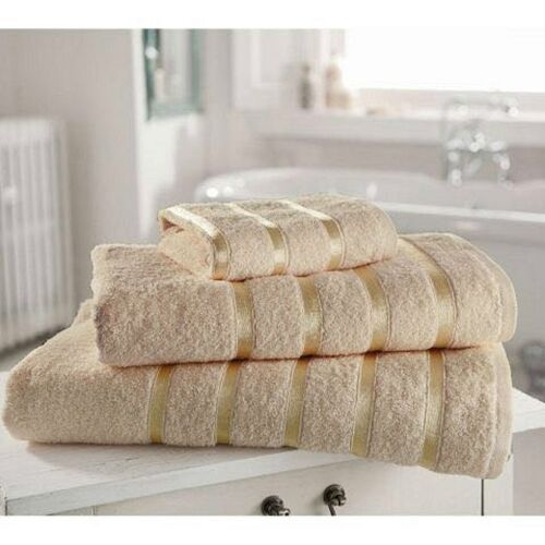 100% Egyptian Cotton Hand Face Bath Bale Towels Jumbo Sheet Satin Stripe - Natural-kensington 2pc bath towel