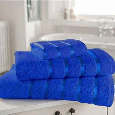 100% Egyptian Cotton Hand Face Bath Bale Towels Jumbo Sheet Satin Stripe - Royal-blue-kensington 4pc face towel