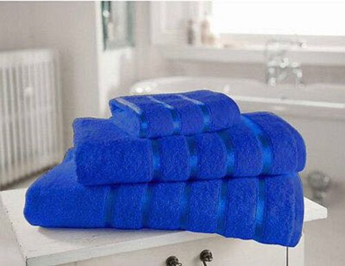100% Egyptian Cotton Hand Face Bath Bale Towels Jumbo Sheet Satin Stripe - Royal-blue-kensington 4pc hand towel