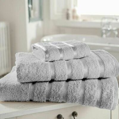 100% Egyptian Cotton Hand Face Bath Bale Towels Jumbo Sheet Satin Stripe - Silver-kensington 4pc hand towel