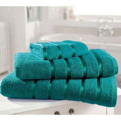 100% Egyptian Cotton Hand Face Bath Bale Towels Jumbo Sheet Satin Stripe - Teal-kensington 4pc face towel