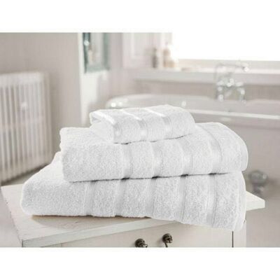 100% Egyptian Cotton Hand Face Bath Bale Towels Jumbo Sheet Satin Stripe - White-kensington 4pc hand towel