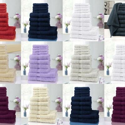 10pc 100% Luxury Egyptian Cotton Towel Set - Charcoal\Grey