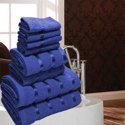 8 pc Egyptian Towels Bale Set 100% Egyptian Cotton - Boston beige tan, boston black, boston brown mocha, boston cream, boston dark grey, boston red, boston royal blue, boston silver grey, boston teal, boston white Boston-royal-blue