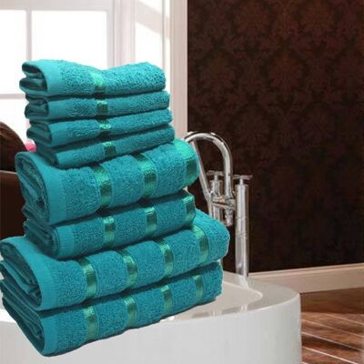 8 pc Egyptian Towels Bale Set 100% Egyptian Cotton - Boston beige tan, boston black, boston brown mocha, boston cream, boston dark grey, boston red, boston royal blue, boston silver grey, boston teal, boston white Boston-teal