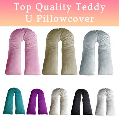 9FT Teddy Fleece U Shaped Orthopaedic Pillowcase Cover Only - Silver