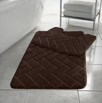 Bloc de tapis de bain en mousse à mémoire de forme 2 pièces antidérapant - Chocolat 4