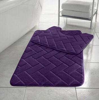 Bloc de tapis de bain en mousse à mémoire de forme 2 pièces antidérapant - Chocolat 8