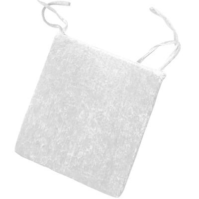Crushed Velvet Foam Filled Seat Pads Chair Tie On Cushions - Pack of 1, pack of 2, pack of 4 White Pack-of-4