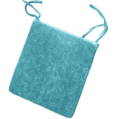 Crushed Velvet Foam Filled Seat Pads Chair Tie On Cushions - Pack of 1, pack of 2, pack of 4 Teal Pack-of-4