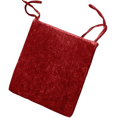Crushed Velvet Foam Filled Seat Pads Chair Tie On Cushions - Pack of 1, pack of 2, pack of 4 Red Pack-of-4