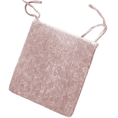 Crushed Velvet Foam Filled Seat Pads Chair Tie On Cushions - Pack of 1, pack of 2, pack of 4 Blush-pink Pack-of-4