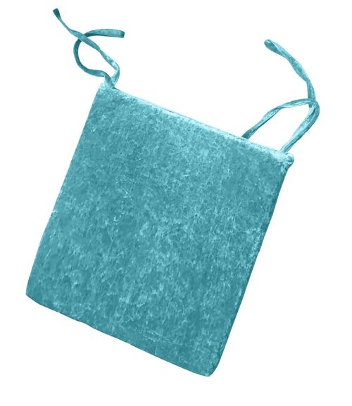 Crushed Velvet Foam Filled Seat Pads Chair Tie On Cushions - Pack of 1, pack of 2, pack of 4 Teal Pack-of-1