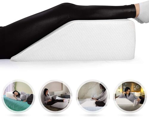 Elevating Wedge Memory Foam Leg Rest Support Cushion Pillow - White