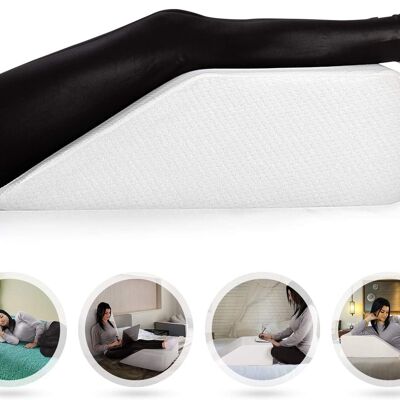 Elevating Wedge Memory Foam Leg Rest Support Cushion Pillow - White