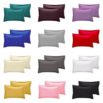 Oxford Pillow Case Covers 100% Poly-Cotton Plain Dyed - Plum