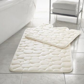 TAPIS DE BAIN PEDESTAL PEDESTAL MOUSSE MÉMOIRE ENSEMBLE 2PC - Crème 5