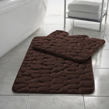 TAPIS DE BAIN GALETS SOCLE MOUSSE MÉMOIRE ENSEMBLE 2PC - Prune 4