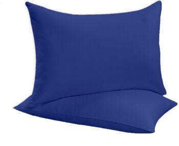 Paire de taies d'oreiller en polycoton uni uniquement - Bleu royal 3