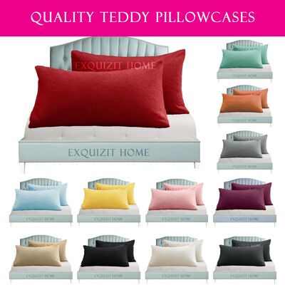 Pillowcase Cover Pair Teddy Fleece Super Soft Snug 50cm x 75cm - Charcoal