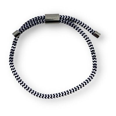 Woven Bracelet - Blue / White Zigzag