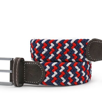 Woven Belt - Red, White and Blue Zigzag