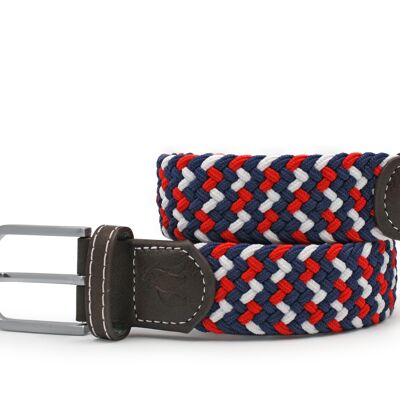 Woven Belt - Red, White and Blue Zigzag