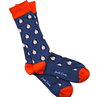 Navy Penguin Bamboo Socks (3 pairs) S