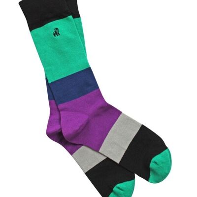 Green Large Stripe Socks (3 pairs)