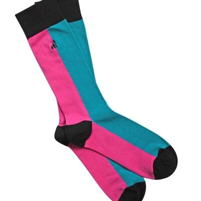 Pink / Aqua Vertical Stripe Socks (3 pairs)