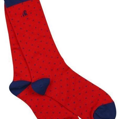 Spotted Red Bamboo Socks (Comfort Cuff) - 3 pairs