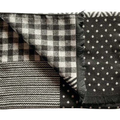 Black and White Check & Dot Bamboo Scarf