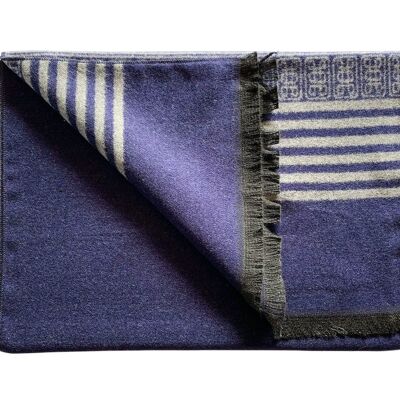 Blue Stripe and Lattice Bamboo Scarf