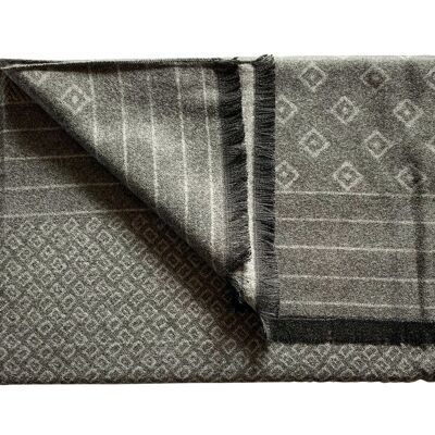 Grey Stripe and Checker Bamboo Scarf